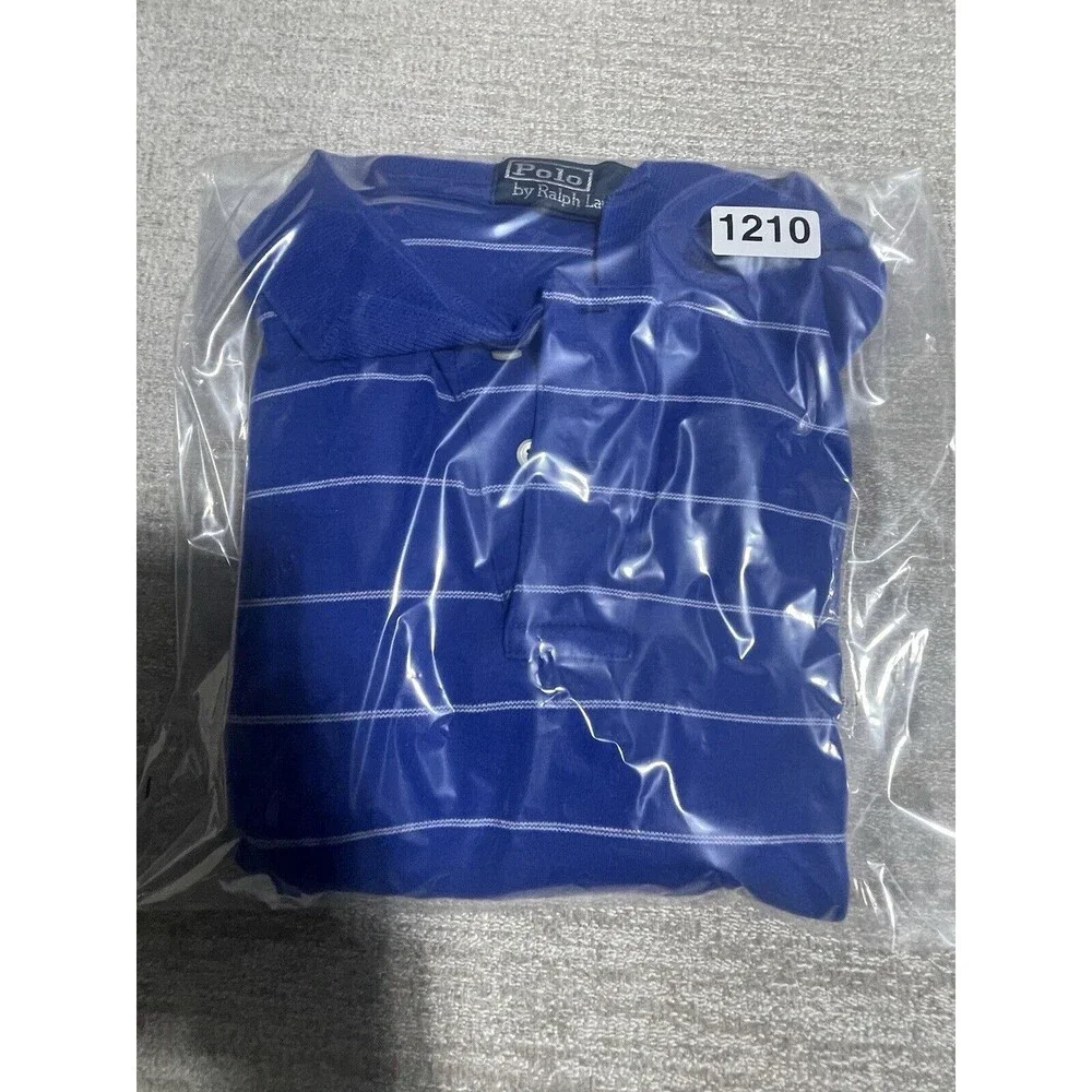 Polo By Ralph Lauren Polo Shirt Men’s Blue Striped Collared Short Sleeve